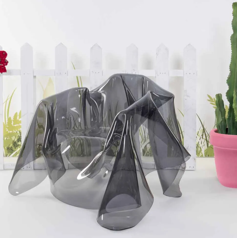 Poltrona design moderno in plexiglass fumé Paris,made in Italy
