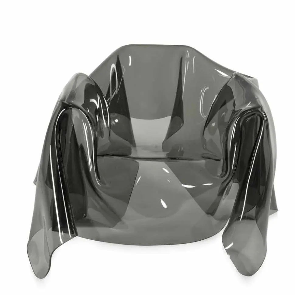Poltrona design moderno in plexiglass fumé Paris,made in Italy