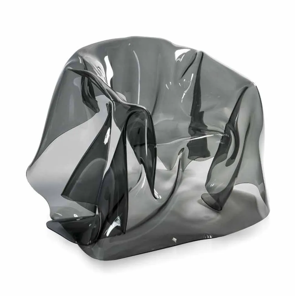 Poltrona design moderno in plexiglass fumé Paris,made in Italy