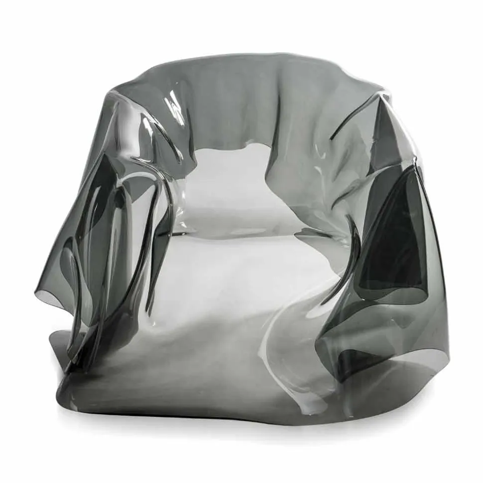 Poltrona design moderno in plexiglass fumé Paris,made in Italy