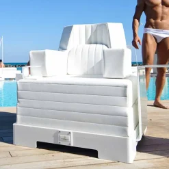 Poltrona galleggiante Trona Luxury bianca di design, made in Italy