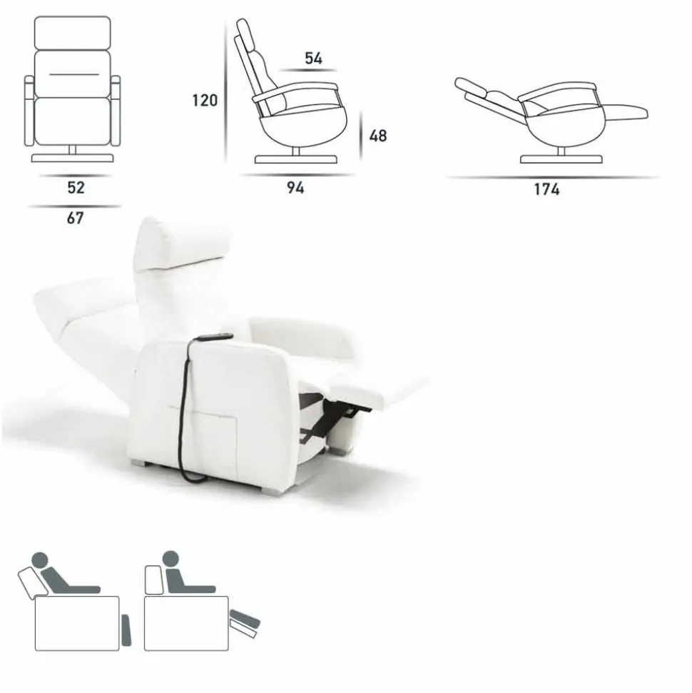 Poltrona girevole a 2 motori design moderno made in Italy Cassia