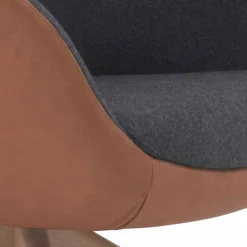Poltrona Girevole in Pelle con Base in Legno Realizzata in Italia - Butterfly