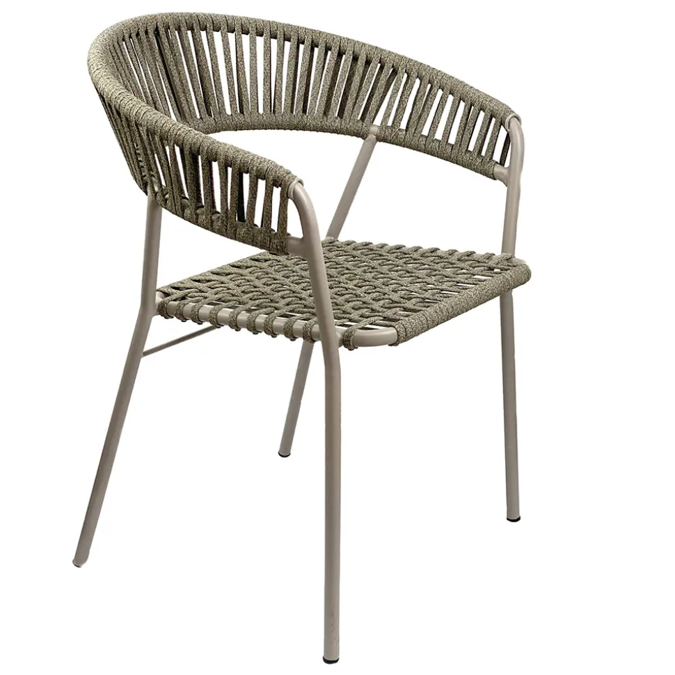 Poltrona Impilabile da Giardino in Acciaio e Corda Made in Italy 2 Pezzi – Ragnar