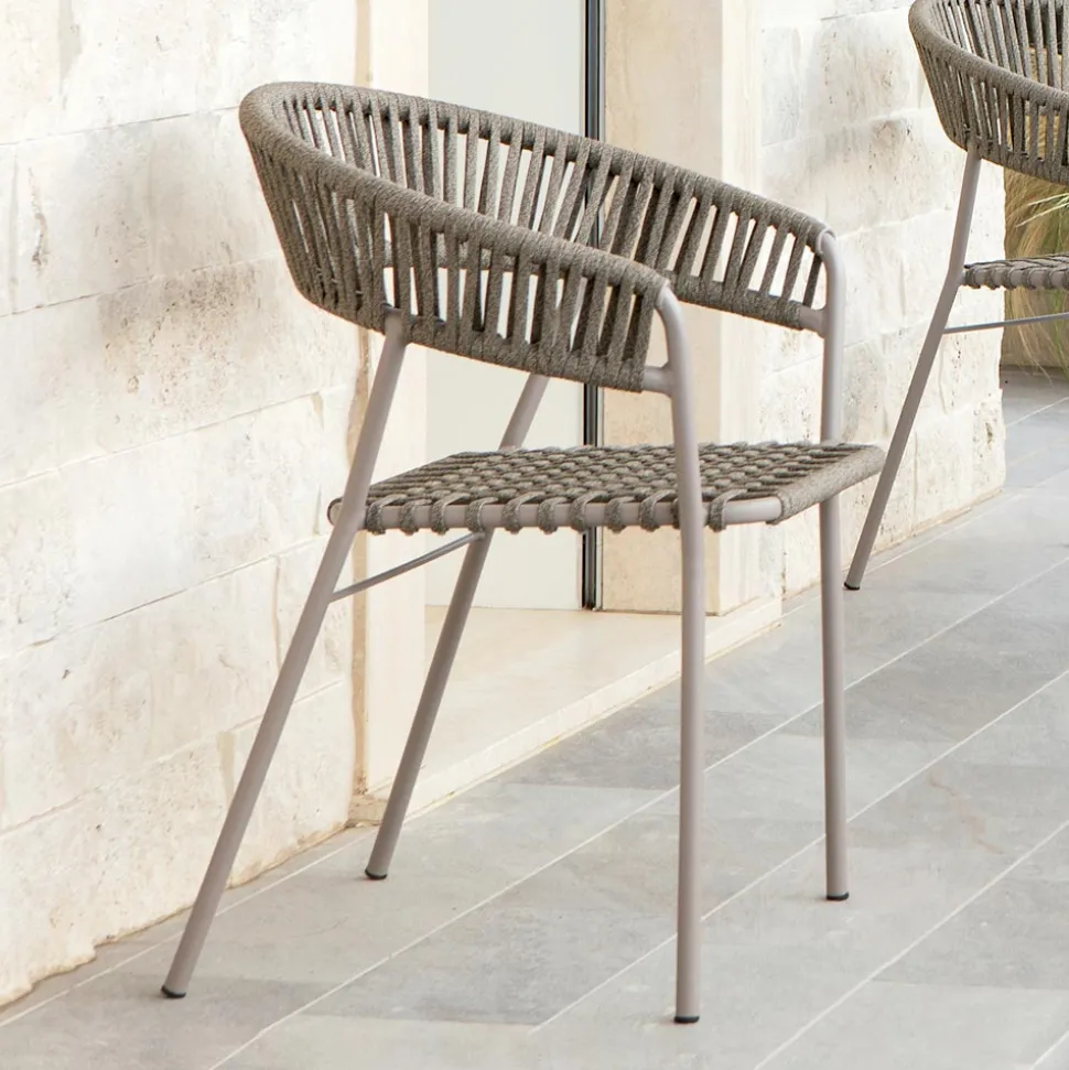 Poltrona Impilabile da Giardino in Acciaio e Corda Made in Italy 2 Pezzi – Ragnar