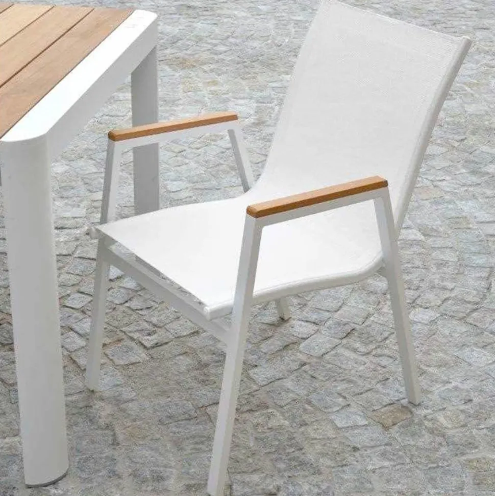 Poltrona in Alluminio e Textilene con Braccioli in Polywood - Diario