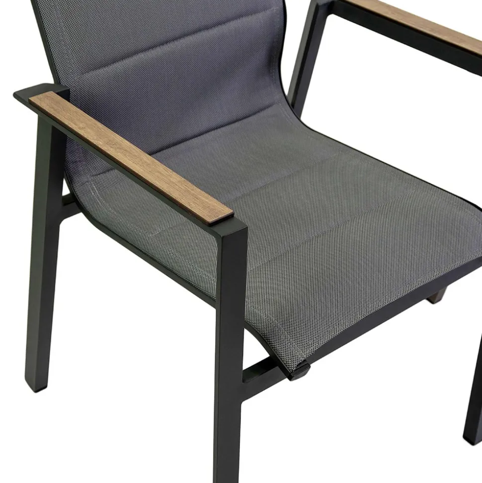 Poltrona in Alluminio e Textilene con Inserto nei Braccioli in HPL - Righello