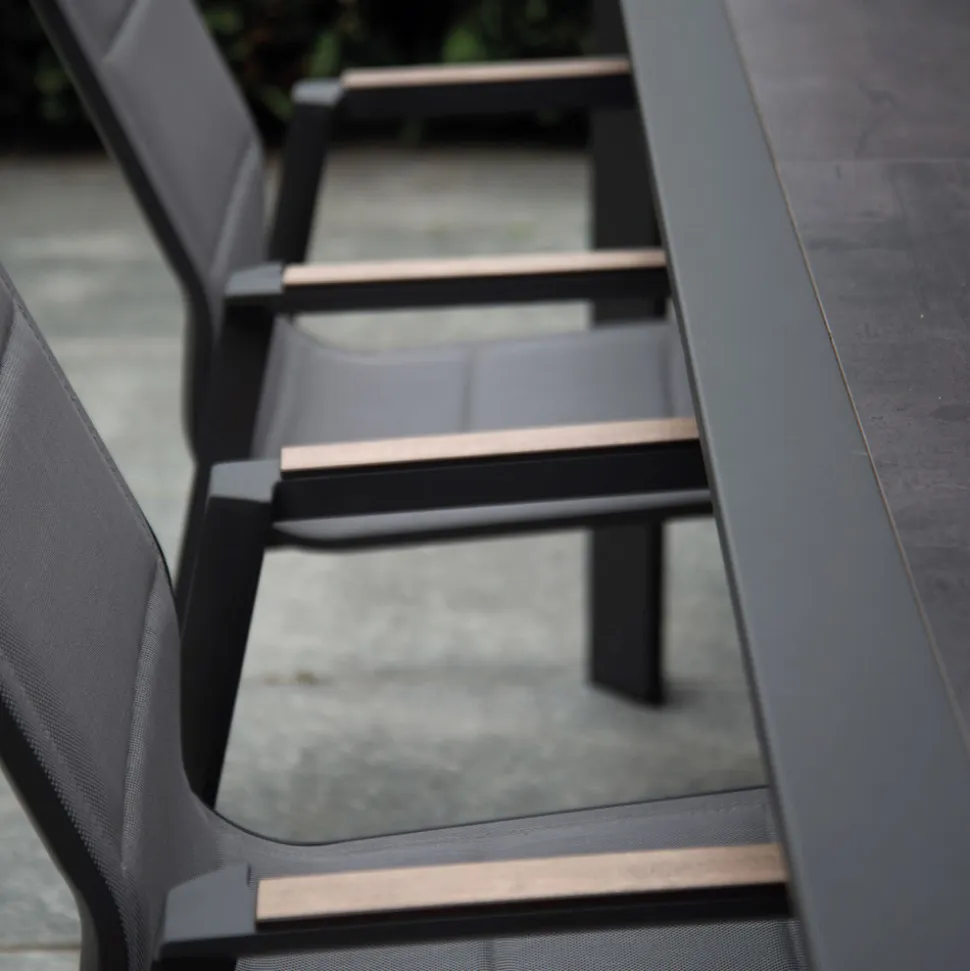 Poltrona in Alluminio e Textilene con Inserto nei Braccioli in HPL - Righello