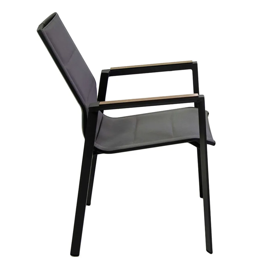 Poltrona in Alluminio e Textilene con Inserto nei Braccioli in HPL - Righello