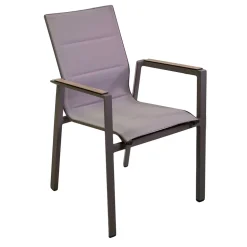 Poltrona in Alluminio e Textilene con Inserto nei Braccioli in HPL - Righello