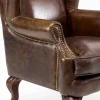 Poltrona in Cuoio Vintage Effetto Invecchiato da Soggiorno - Timbro