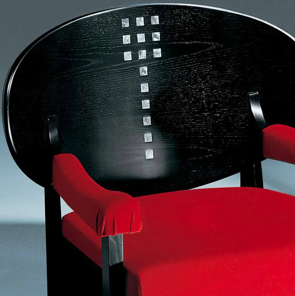 Poltrona in Frassino Tinto Nero con Rivestimento in Cotone Made in Italy - Peleo