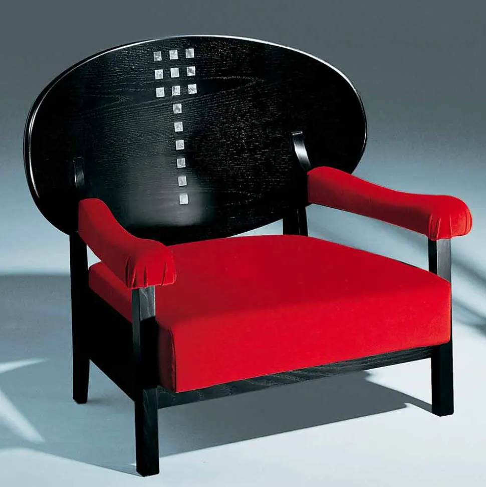 Poltrona in Frassino Tinto Nero con Rivestimento in Cotone Made in Italy - Peleo