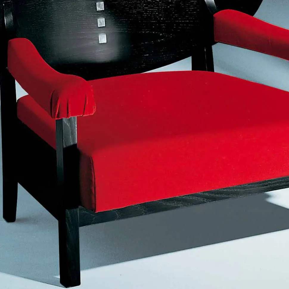 Poltrona in Frassino Tinto Nero con Rivestimento in Cotone Made in Italy - Peleo