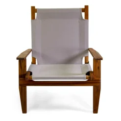 Poltrona in Legno di Acacia e Tessuto Misto Cotone/Poliestere - Bottega