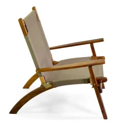 Poltrona in Legno di Acacia e Tessuto Misto Cotone/Poliestere - Bottega