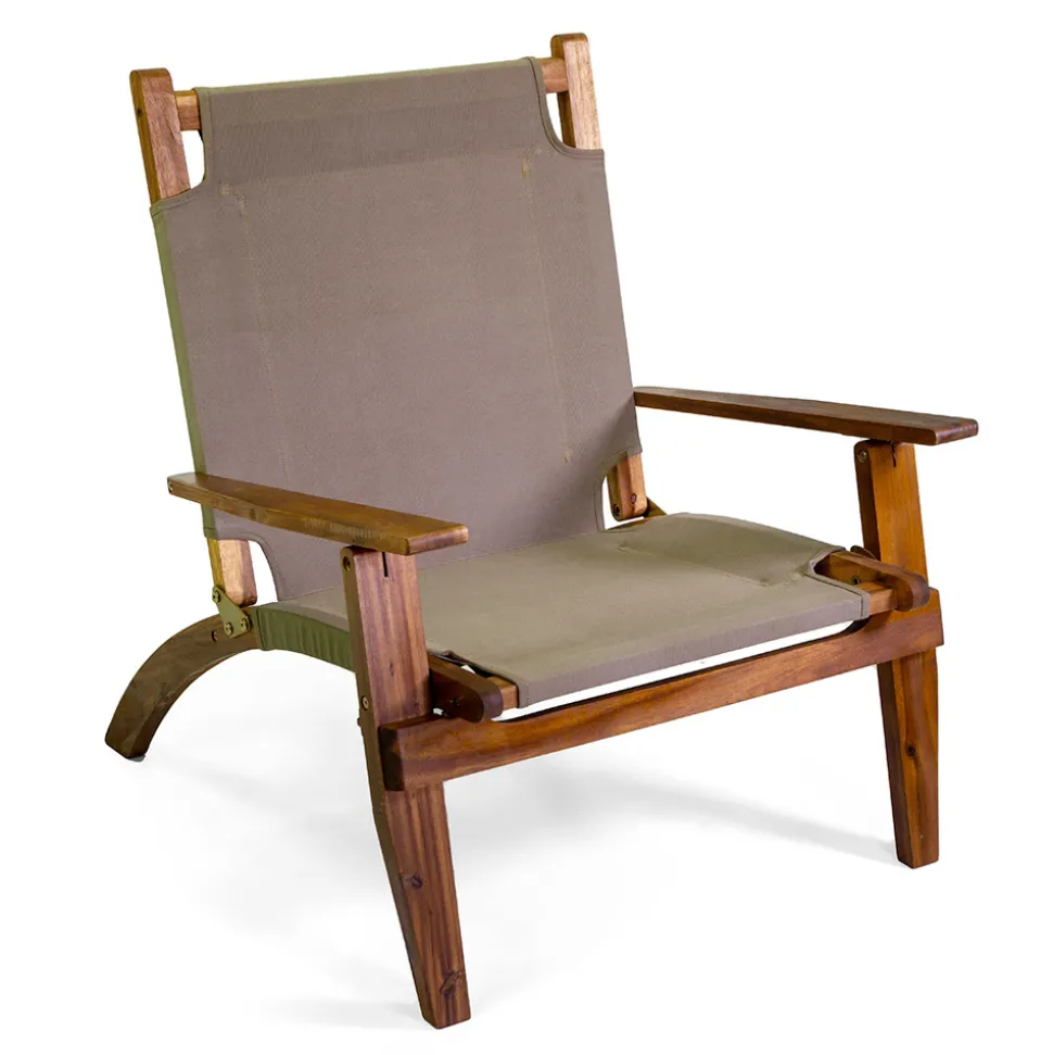 Poltrona in Legno di Acacia e Tessuto Misto Cotone/Poliestere - Bottega
