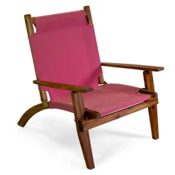 Poltrona in Legno di Acacia e Tessuto Misto Cotone/Poliestere - Bottega