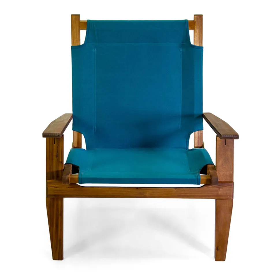 Poltrona in Legno di Acacia e Tessuto Misto Cotone/Poliestere - Bottega