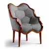 Poltrona in tessuto e legno massello di design, made in Italy, Begga