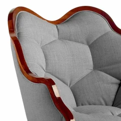 Poltrona in tessuto e legno massello di design, made in Italy, Begga