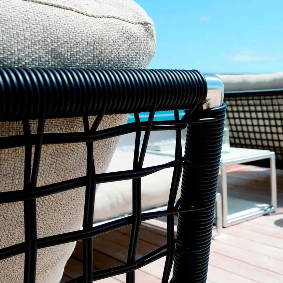 Poltrona Moderna di Design in Acciaio e PVC Nero o Bianco da Esterno - Ontario2