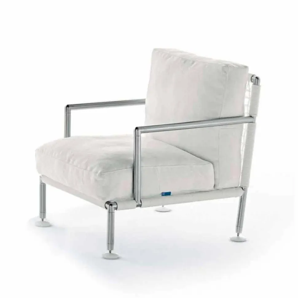 Poltrona Moderna di Design in Acciaio e PVC Nero o Bianco da Esterno - Ontario2