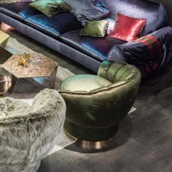 Poltrona moderna di design rivestita in tessuto Belle