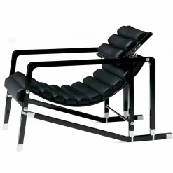 Poltrona Moderna in Legno Laccato Nero Lucido e Pelle Made in Italy - Conga