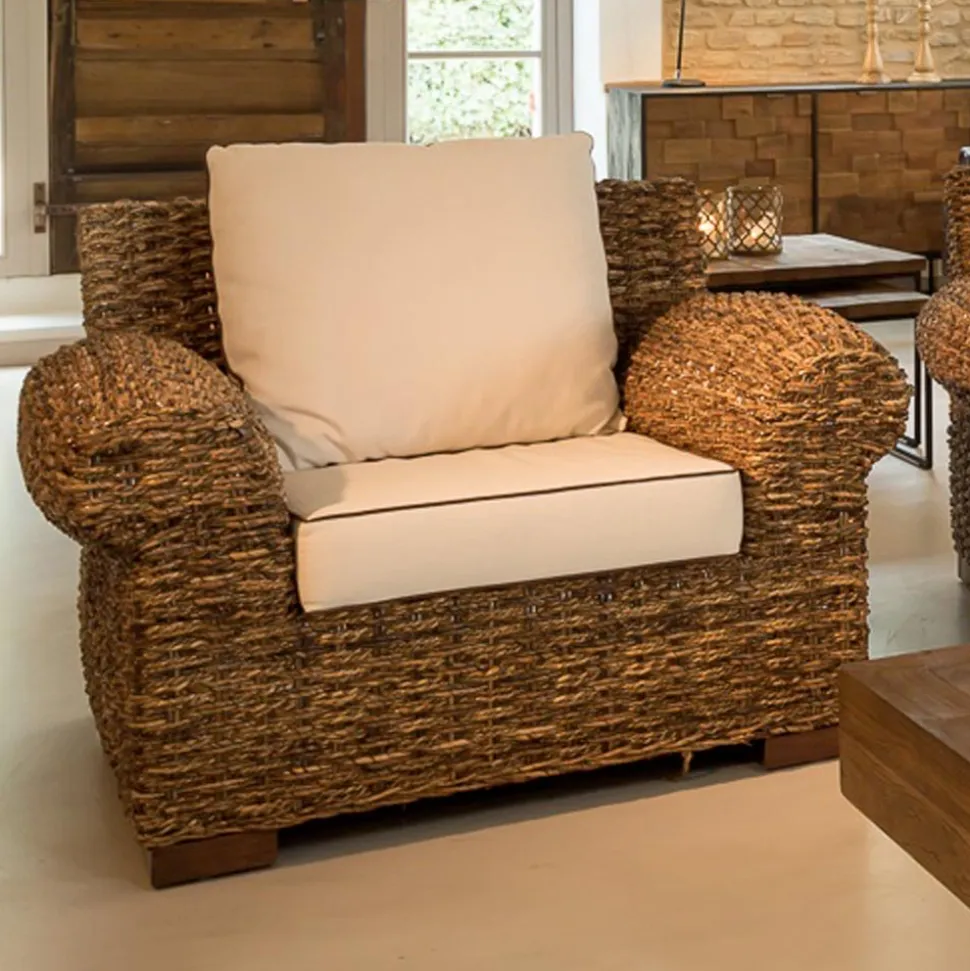 Poltrona Outdoor in Abaca con Cuscini Inclusi – Lagertha