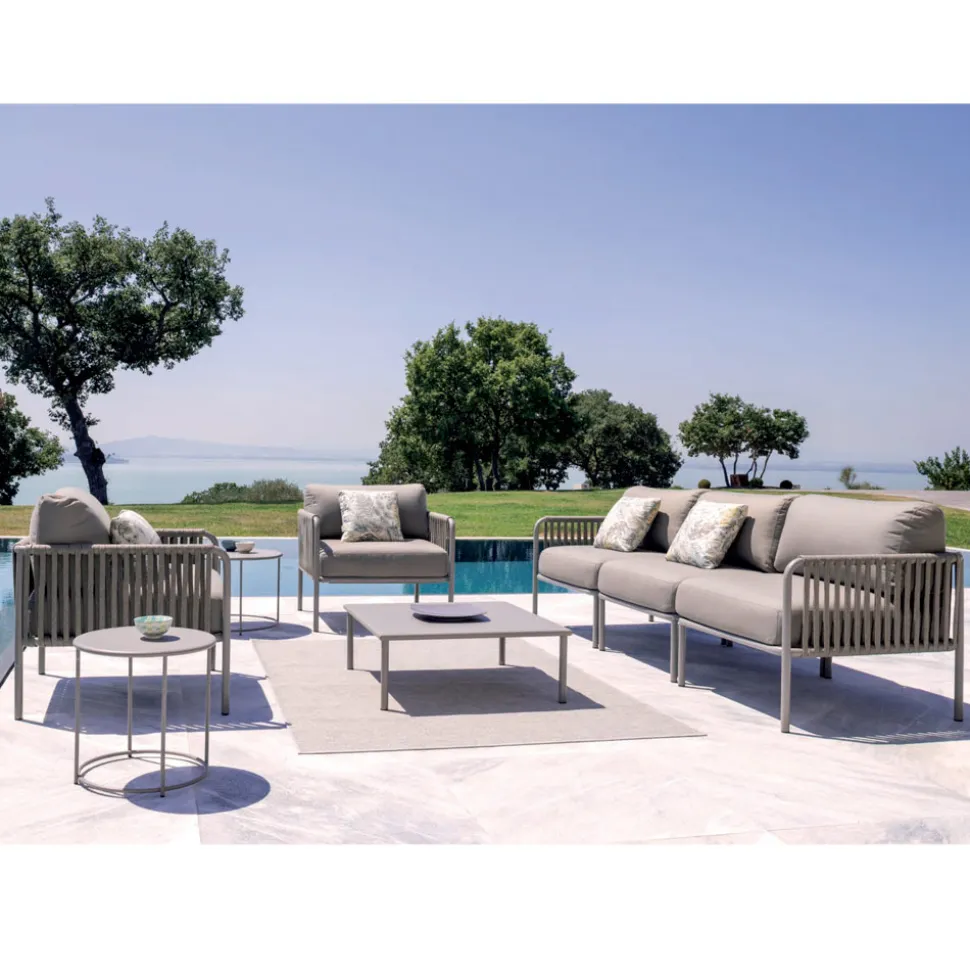 Poltrona Outdoor in Acciaio e Corda con Cuscini Made in Italy – Helga