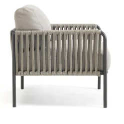 Poltrona Outdoor in Acciaio e Corda con Cuscini Made in Italy – Helga