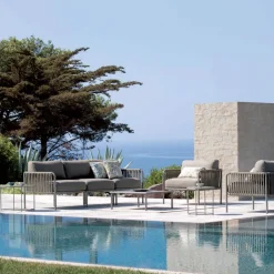 Poltrona Outdoor in Acciaio e Corda con Cuscini Made in Italy – Helga
