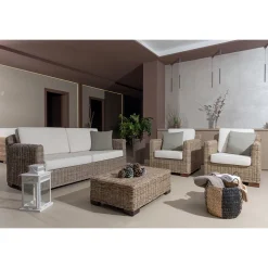 Poltrona Outdoor in Kubù Grigio con Cuscini – Cerys