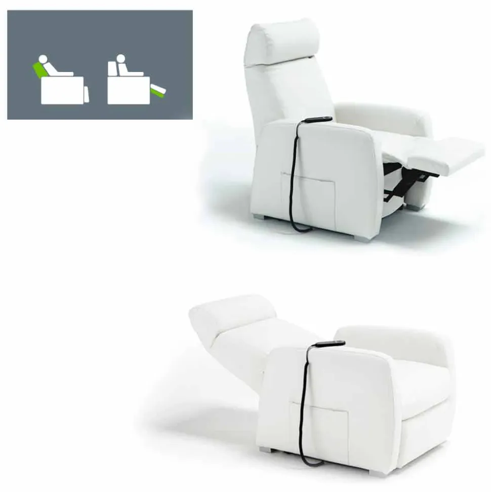 Poltrona relax alzapersona di design Via Firenze 2 motori, realizzata in Italia