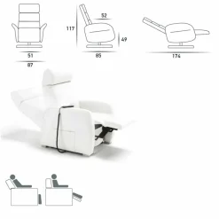 Poltrona relax 2 motori girevole pelle/tessuto/ecopelle moderna Bluma