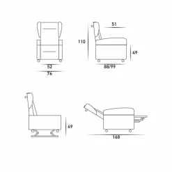 Poltrona relax ortopedica 4 motori made in Italy Giglio,design moderno