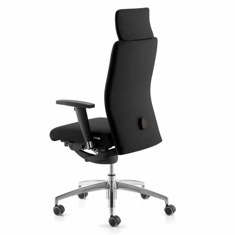 Poltrona Ufficio Design Ergonomica Girevole con Braccioli e Poggiatesta - Romolo