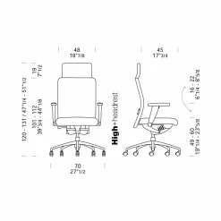 Poltrona Ufficio Design Ergonomica Girevole con Braccioli e Poggiatesta - Romolo