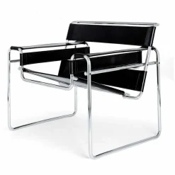 Poltrona Ufficio in Cuoio con Struttura in Acciaio Cromato Made in Italy - Cefeo