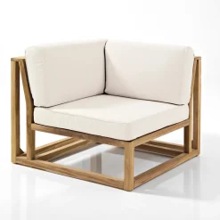 Poltroncina Angolare da Esterno in Teak Naturale e Cuscini - Circe