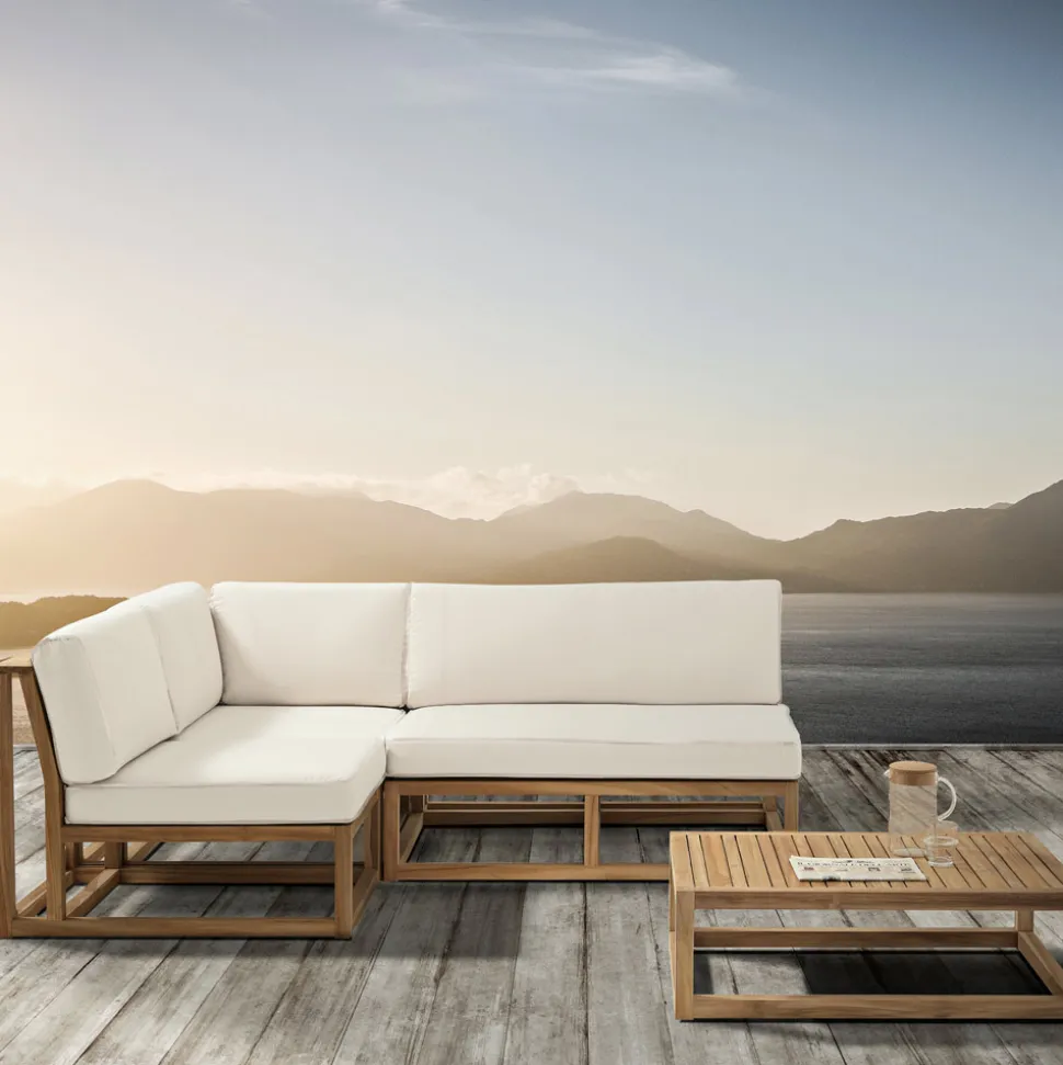 Poltroncina Angolare da Esterno in Teak Naturale e Cuscini - Circe