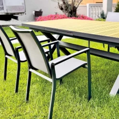 Poltroncina da Esterno Impilabile in Alluminio e Textilene - Mira