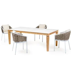 Poltroncina da Esterno in Alluminio e Tessuto Olefil Intrecciato a Mano - Reda