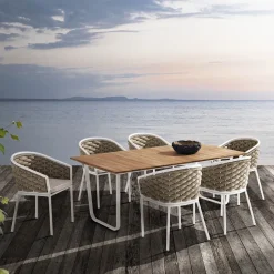 Poltroncina da Esterno in Alluminio e Tessuto Olefil Intrecciato a Mano - Reda