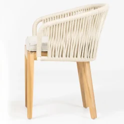 Poltroncina da Esterno in Teak ed Intreccio in Polietilene con Cuscino - Jhon