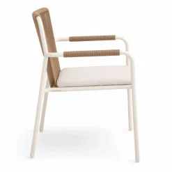 Poltroncina da Esterno Realizzata in Alluminio Beige e Corda Terra - Luxe