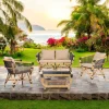 Poltroncina da Giardino in Rattan Naturale con Cuscini Inclusi – Catelyn
