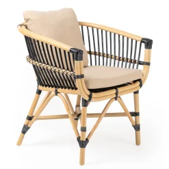 Poltroncina da Giardino in Rattan Naturale con Cuscini Inclusi – Catelyn