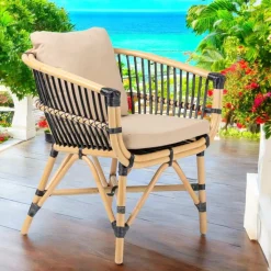 Poltroncina da Giardino in Rattan Naturale con Cuscini Inclusi – Catelyn